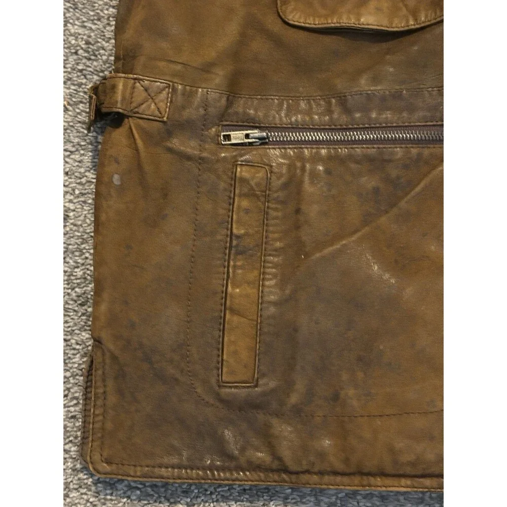 Vintage Banana Republic Leather Safari Vest Mens Large Quilted Liner Cotton